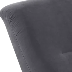 Velours Sessel in Anthrazit und Nussbaum - Izmael^Wohnen Discount