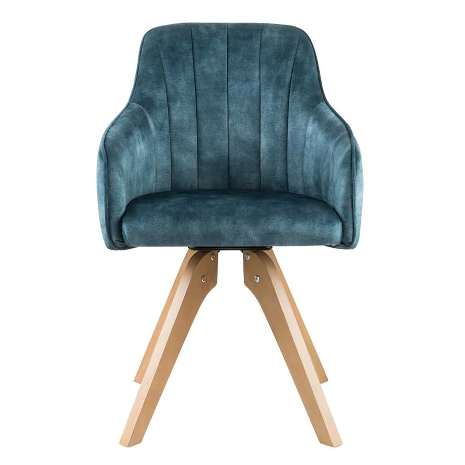 Wohnen Velours Tischsessel in Blau Petrol - Vitalrov (2er Set)