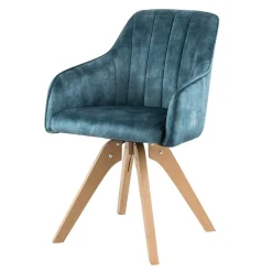 Wohnen Velours Tischsessel in Blau Petrol - Vitalrov (2er Set)