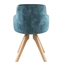 Wohnen Velours Tischsessel in Blau Petrol - Vitalrov (2er Set)