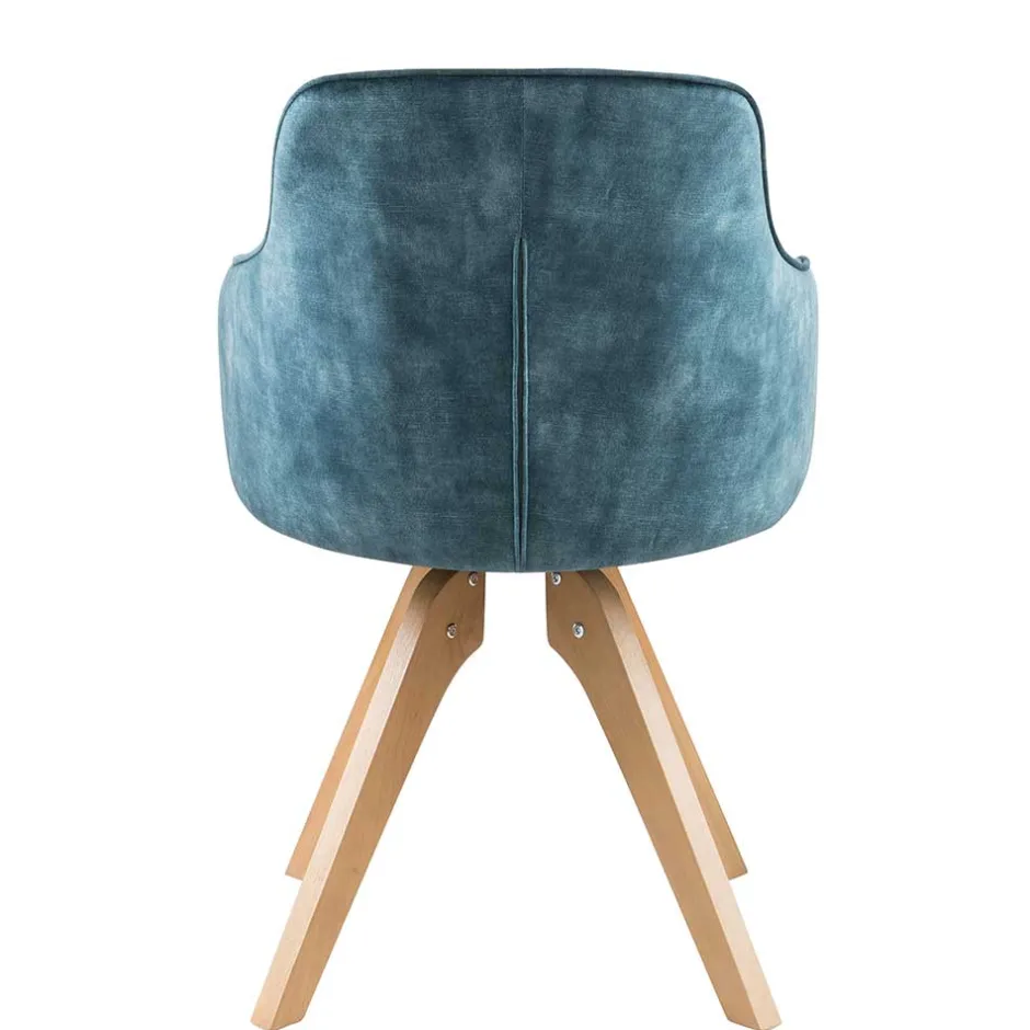 Wohnen Velours Tischsessel in Blau Petrol - Vitalrov (2er Set)