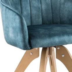 Wohnen Velours Tischsessel in Blau Petrol - Vitalrov (2er Set)