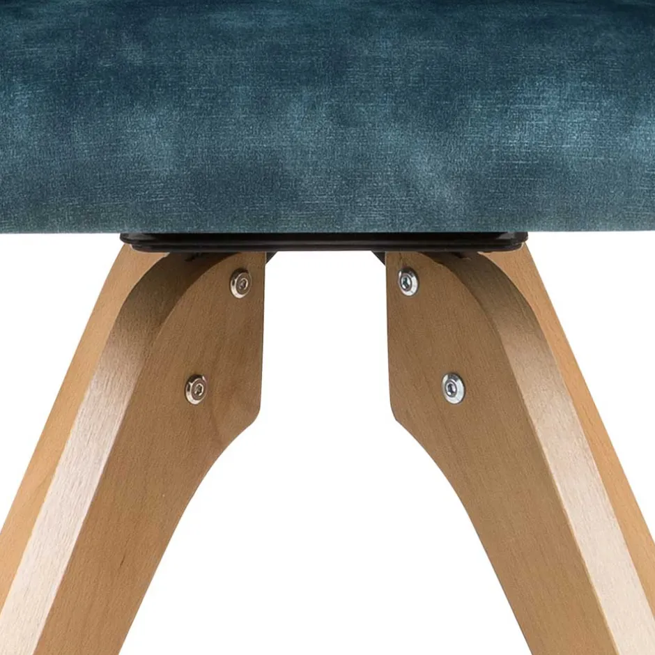 Wohnen Velours Tischsessel in Blau Petrol - Vitalrov (2er Set)