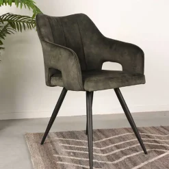 Wohnen Velours Tischsessel in Dunkelgrün - Clarendon