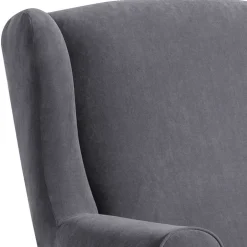 Velours-Ohrenbackensessel in Anthrazit - Marietta^Wohnen Discount