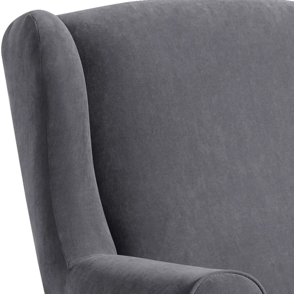 Velours-Ohrenbackensessel in Anthrazit - Marietta^Wohnen Discount