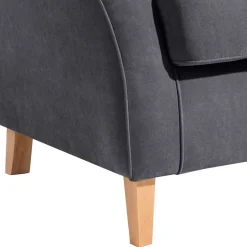 Velours-Ohrenbackensessel in Anthrazit - Marietta^Wohnen Discount