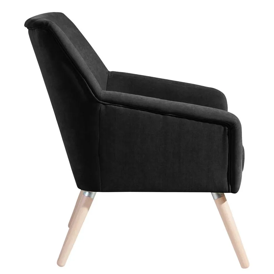 Velourssessel in Schwarz mit Buche Natur - Nocena^Wohnen Sale