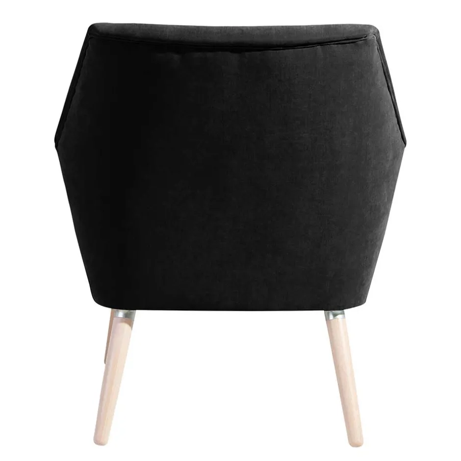 Velourssessel in Schwarz mit Buche Natur - Nocena^Wohnen Sale