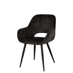 Wohnen Velours-Stühle in Anthrazit - Hauke (2er Set)