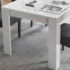 Verlängerbarer Hochglanz-Esstisch in Weiß - Vovasoma^Wohnen