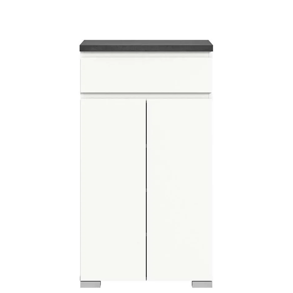 Vertiko für Schuhe in Weiß mit Dunkelgrau - Suad^Wohnen