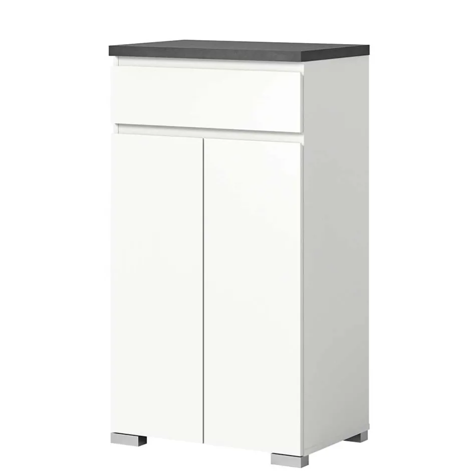 Vertiko für Schuhe in Weiß mit Dunkelgrau - Suad^Wohnen