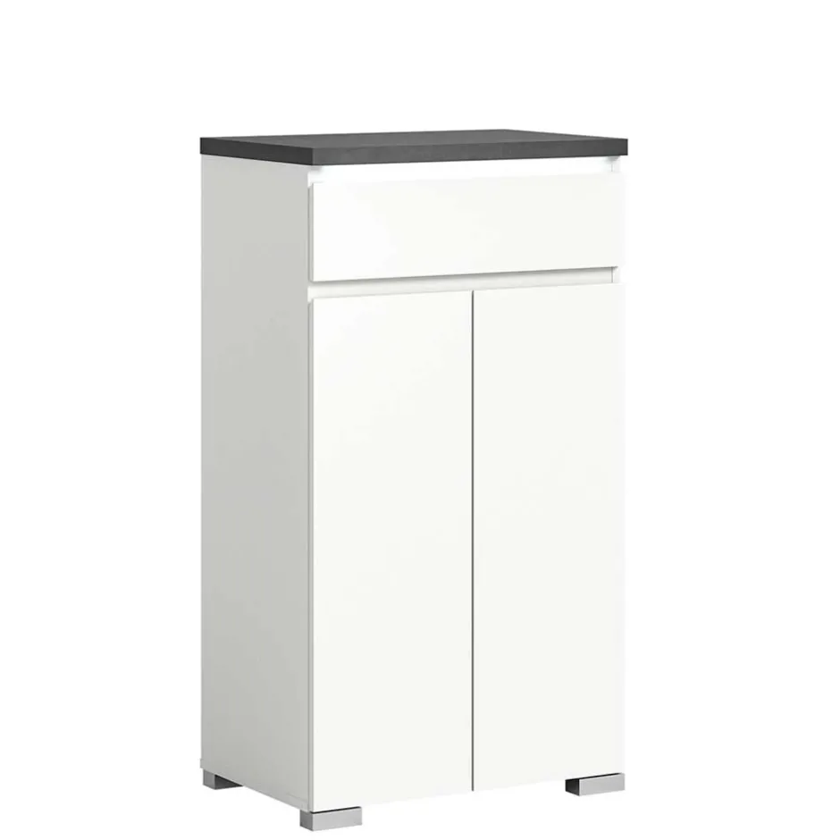 Vertiko für Schuhe in Weiß mit Dunkelgrau - Suad^Wohnen