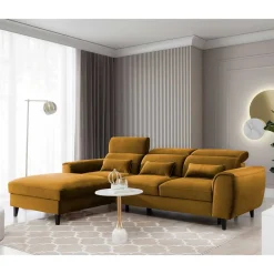 Viersitzer Bettcouch in Senfgelb Samt - Defano^Wohnen Best