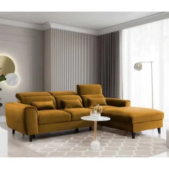Viersitzer Bettcouch in Senfgelb Samt - Defano^Wohnen Best
