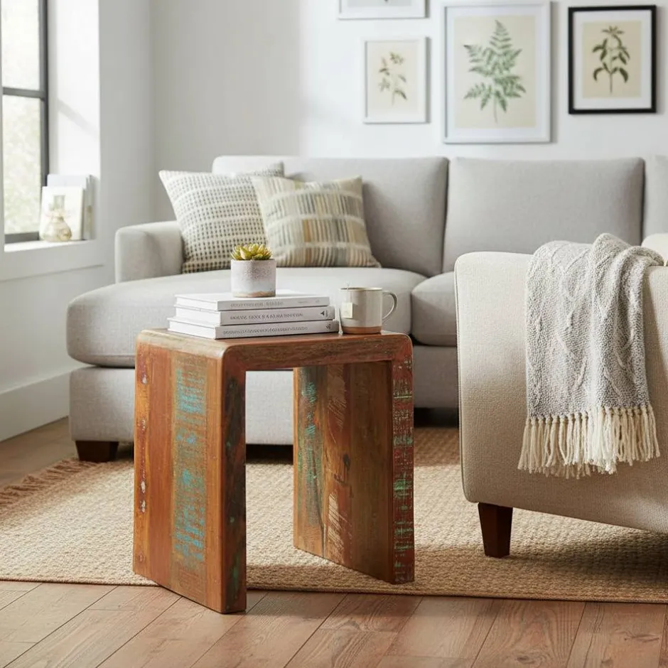 Wohnen Vintage Beistelltisch Dencig aus Altholz mehrfarbig