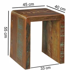 Wohnen Vintage Beistelltisch Dencig aus Altholz mehrfarbig