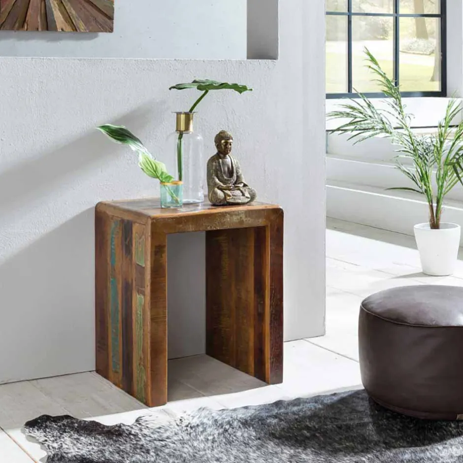 Wohnen Vintage Beistelltisch Dencig aus Altholz mehrfarbig