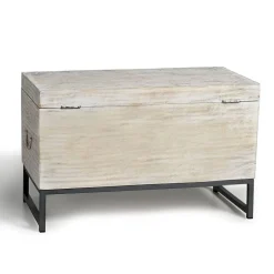Wohnen Vintage Design Truhe aus Mangoholz White Wash - Fudorus