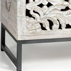 Wohnen Vintage Design Truhe aus Mangoholz White Wash - Fudorus