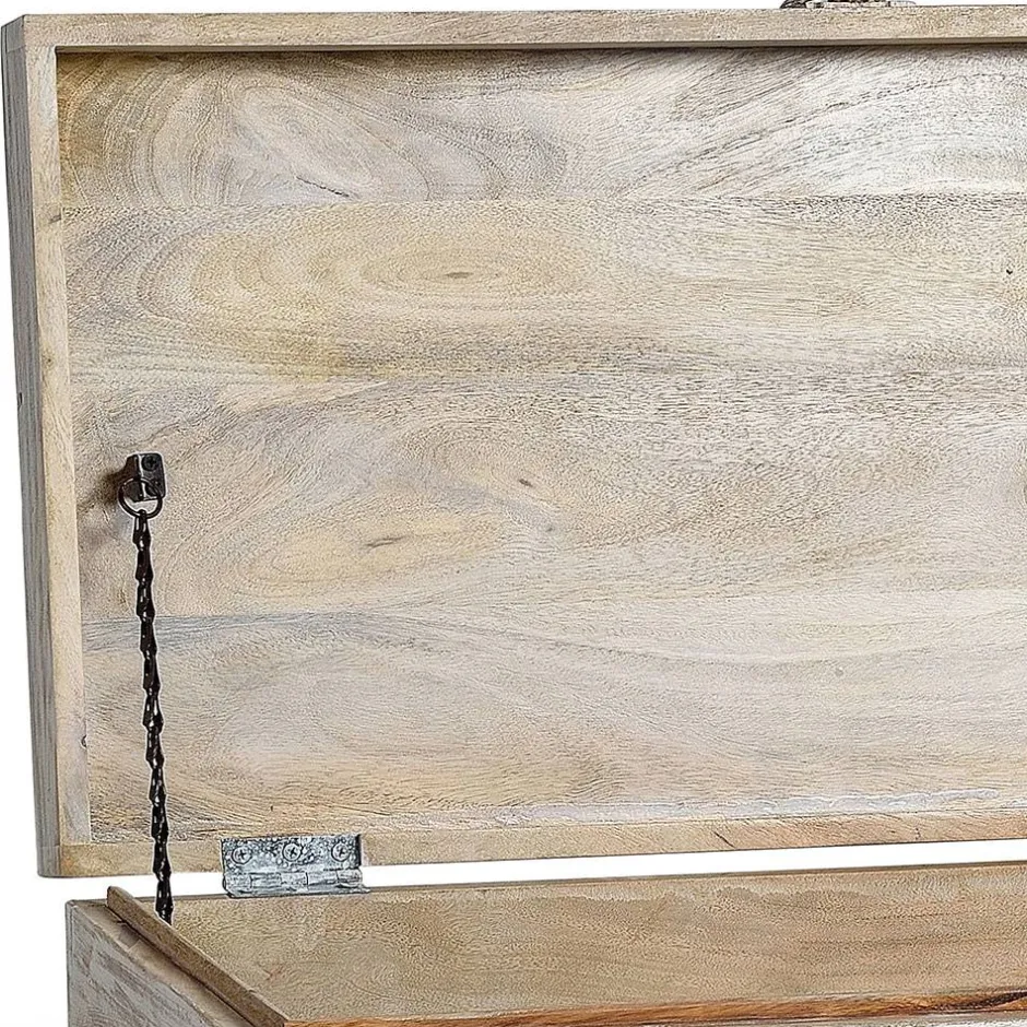 Wohnen Vintage Design Truhe aus Mangoholz White Wash - Fudorus