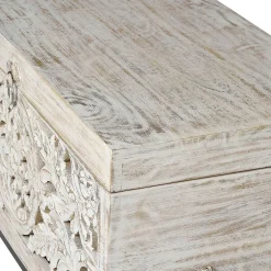 Wohnen Vintage Design Truhe aus Mangoholz White Wash - Fudorus