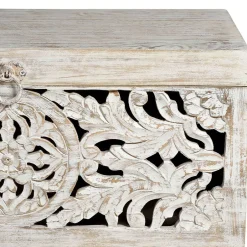 Wohnen Vintage Design Truhe aus Mangoholz White Wash - Fudorus