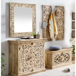 Wohnen Vintage Dielenmöbel mit Schnitzereien - Runiasa (fünfteilig)