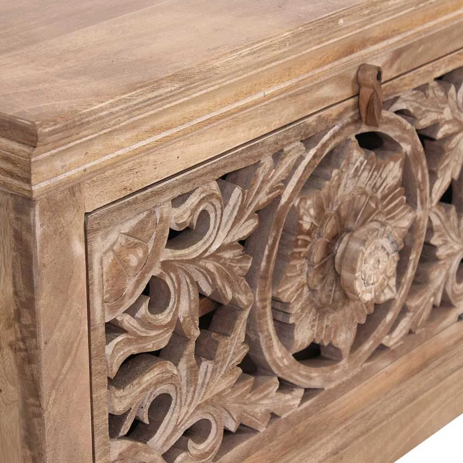 Wohnen Vintage Dielenmöbel mit Schnitzereien - Runiasa (fünfteilig)