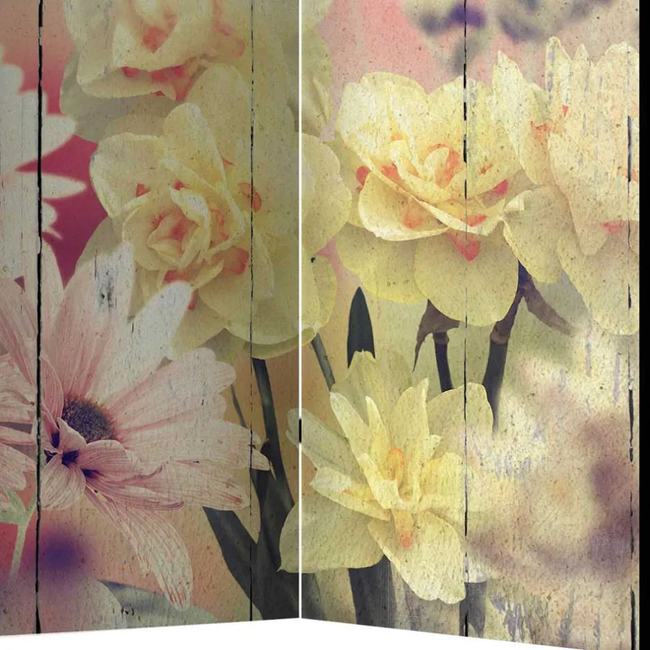 Vintage Druck Paravent mit Blumen Grafik & Foto - Price^Wohnen