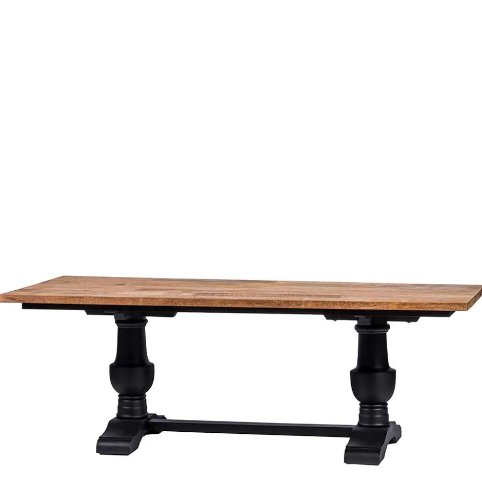 Wohnen Vintage Landhaus Esszimmertisch in Teak & Schwarz - Niovan