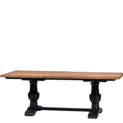 Wohnen Vintage Landhaus Esszimmertisch in Teak & Schwarz - Niovan