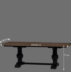 Wohnen Vintage Landhaus Esszimmertisch in Teak & Schwarz - Niovan