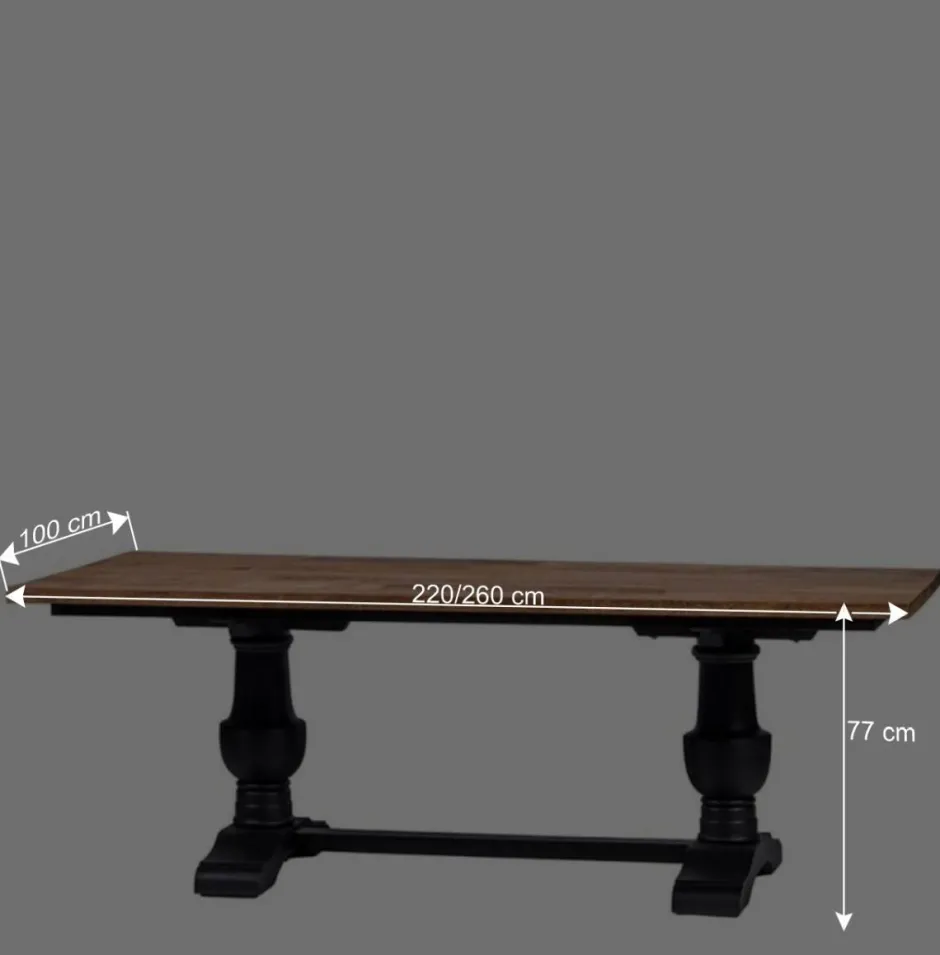 Wohnen Vintage Landhaus Esszimmertisch in Teak & Schwarz - Niovan