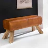 Vintage Lederbank Snog mit Holzgestell rustikal^Wohnen Outlet