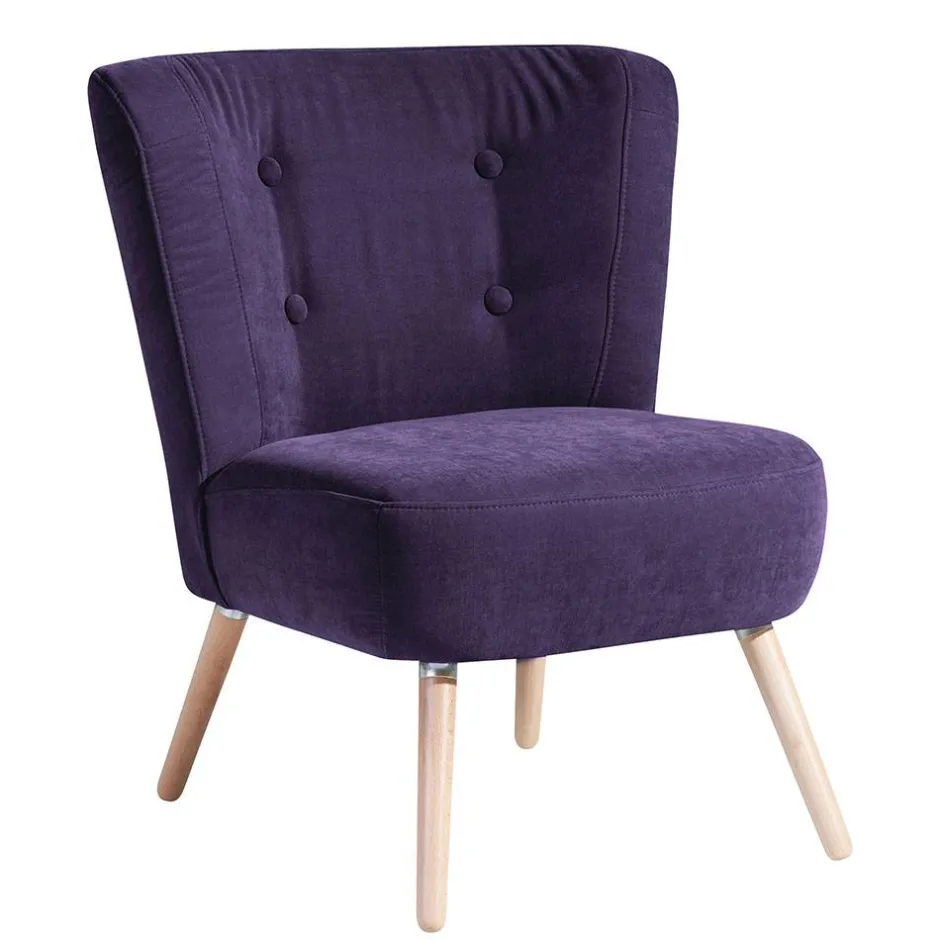 Vintage Look Sessel in Violett Velours - Casir^Wohnen Clearance