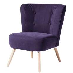 Vintage Look Sessel in Violett Velours - Casir^Wohnen Clearance