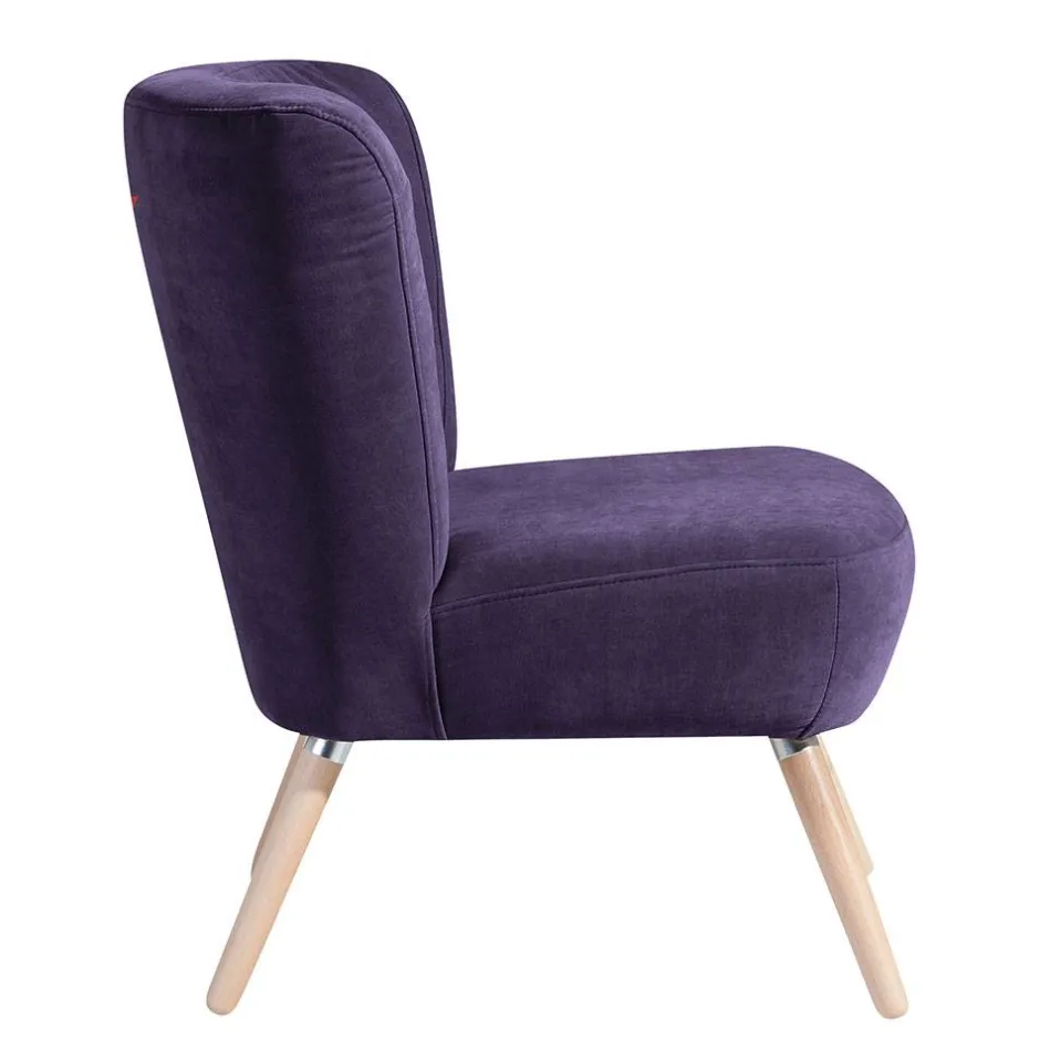 Vintage Look Sessel in Violett Velours - Casir^Wohnen Clearance