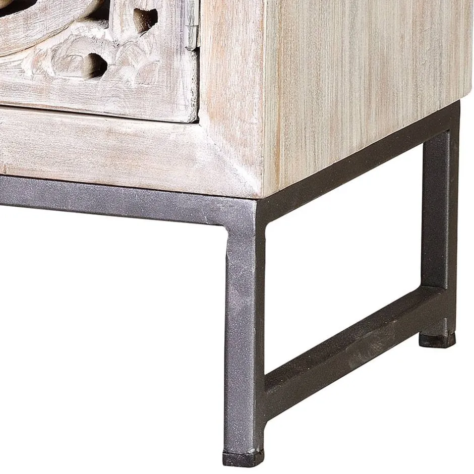 Wohnen Vintage Nachtschrank aus Mangoholz White Wash - Fudorus