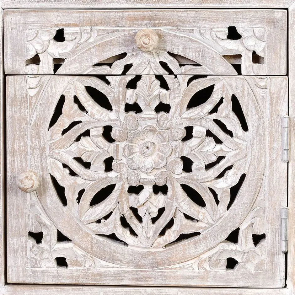 Wohnen Vintage Nachtschrank aus Mangoholz White Wash - Fudorus