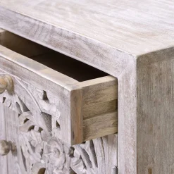 Wohnen Vintage Nachtschrank aus Mangoholz White Wash - Fudorus