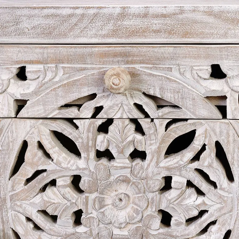 Wohnen Vintage Nachtschrank aus Mangoholz White Wash - Fudorus