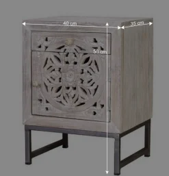 Wohnen Vintage Nachtschrank aus Mangoholz White Wash - Fudorus