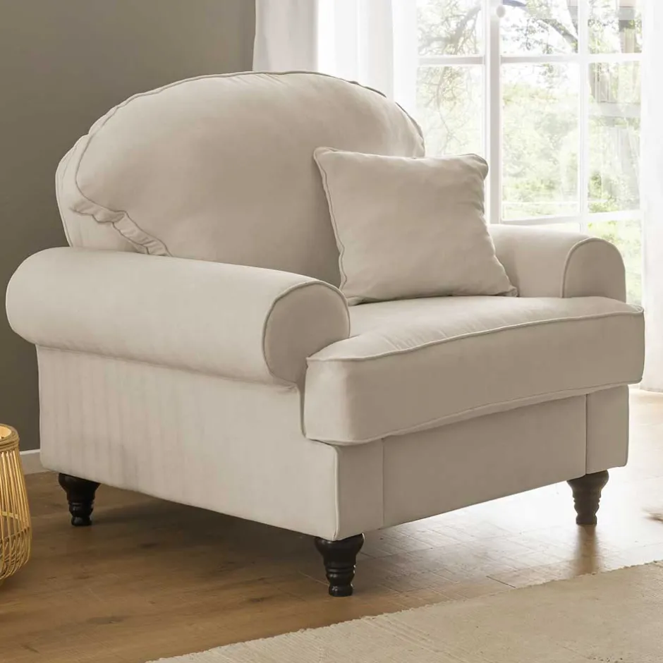 Wohnen Vintage Sessel im Landhaus Look - Merandes