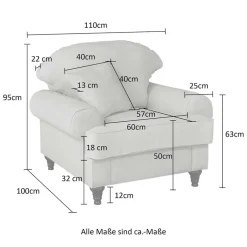 Wohnen Vintage Sessel im Landhaus Look - Merandes