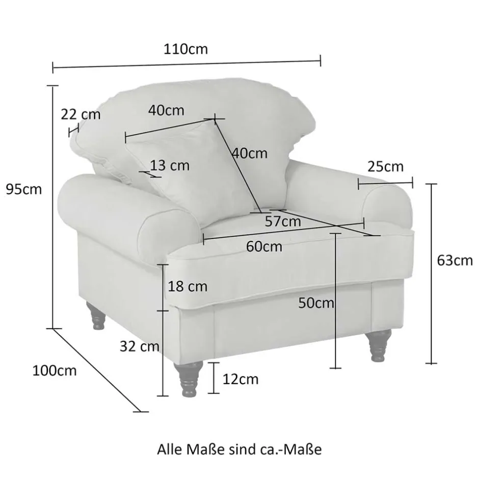 Wohnen Vintage Sessel im Landhaus Look - Merandes