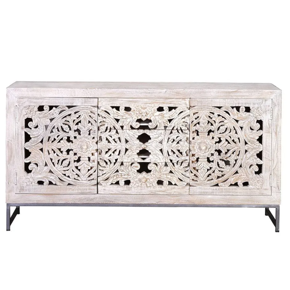 Vintage Sideboard in Mangoholz White Wash - Fudorus^Wohnen Hot