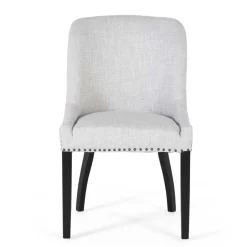 Wohnen Vintage Stühle in Hellgrau Strukturstoff - Lenza (2er Set)