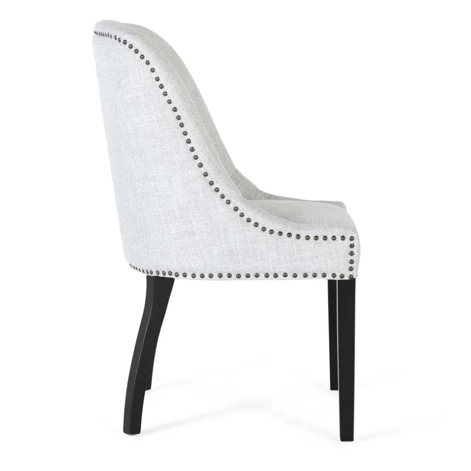 Wohnen Vintage Stühle in Hellgrau Strukturstoff - Lenza (2er Set)